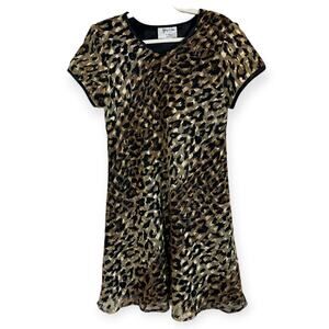 Vintage 80s Jeffrey & Dara Metallic Leopard Print Mini Dress Size 12